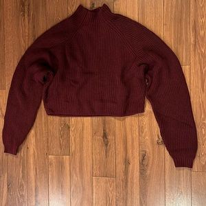 Hollister Sweaters Hollister Burgundy Knit Crop Sweater Poshmark